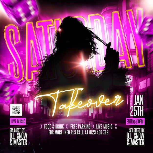 Saturday takeover party social media post PSD