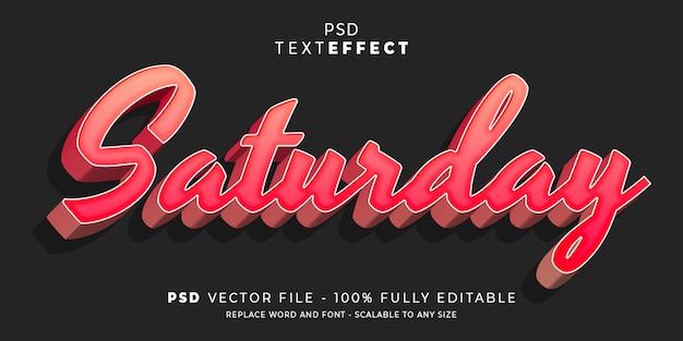 Saturday text and font effect style editable template premium