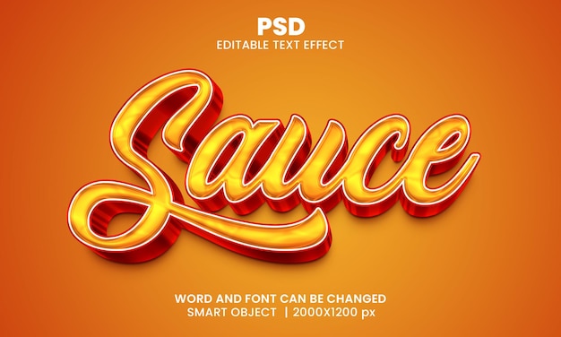 Sauce 3d editable text effect Premium Psd with background