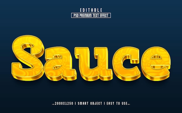 Sauce 3d Editable Text Effect PSD With  Premium Background