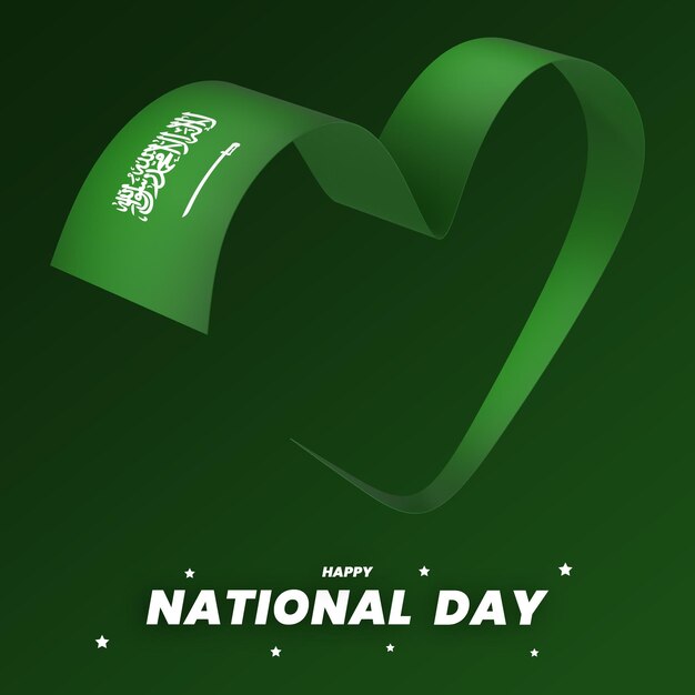 PSD saudi arabia flag element design national independence day banner ribbon psd