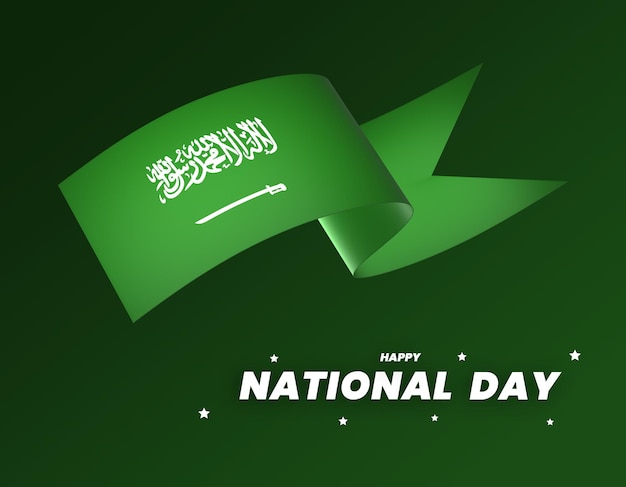 PSD saudi arabia flag element design national independence day banner ribbon psd