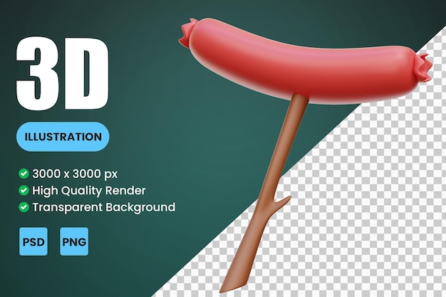 Sausage 3D Icon Illustrations