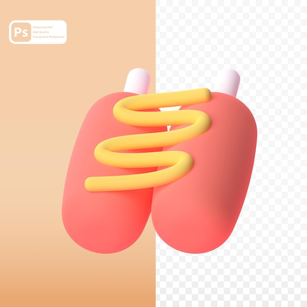 Sausage in 3d render for graphic asset web presentation or other