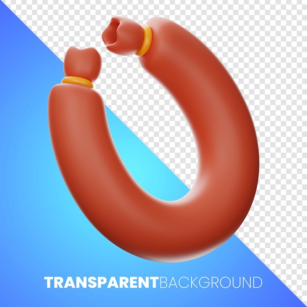 sausage food and drink icon 3d rendering on isolated background