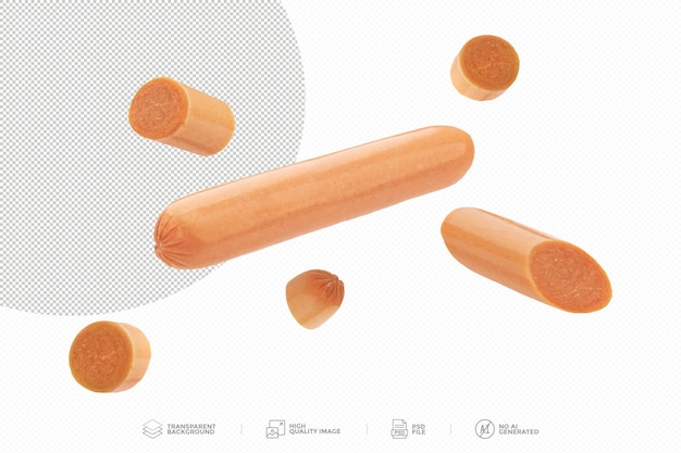 Sausages slices on transparent background