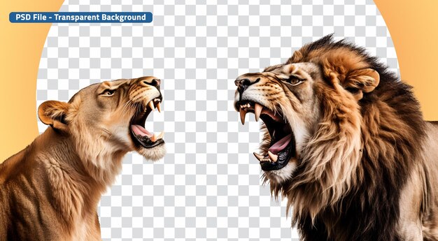 PSD savannah predators aggressive lioness and angry lion set