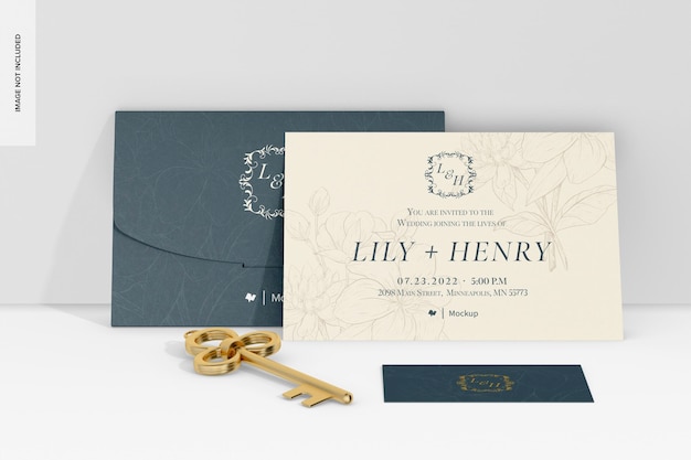 Save the Date Invitation Card Mockup Leaned