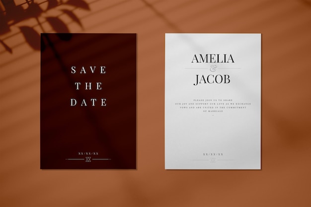 Save the date wedding invitation card mockup