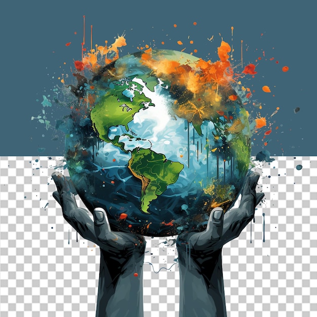 PSD save the earth png illustration