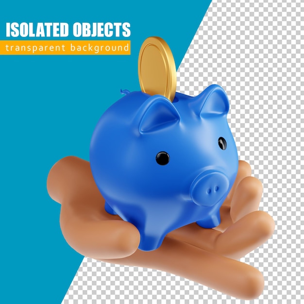 Saving money concept. Money transfer to piggy bank.