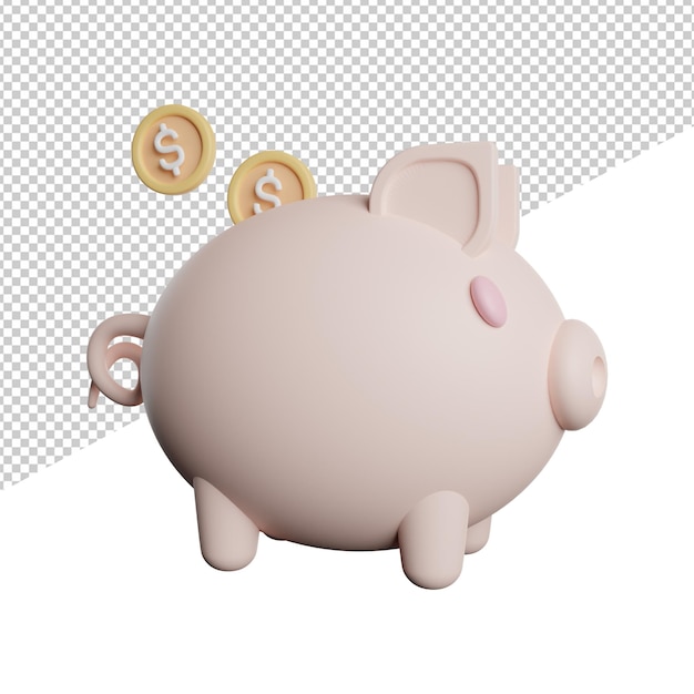 Savings Money Adorable front view 3d rendering icon illustration on trasnparent background