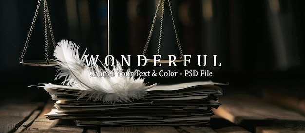 PSD scales of justice and a quill pen