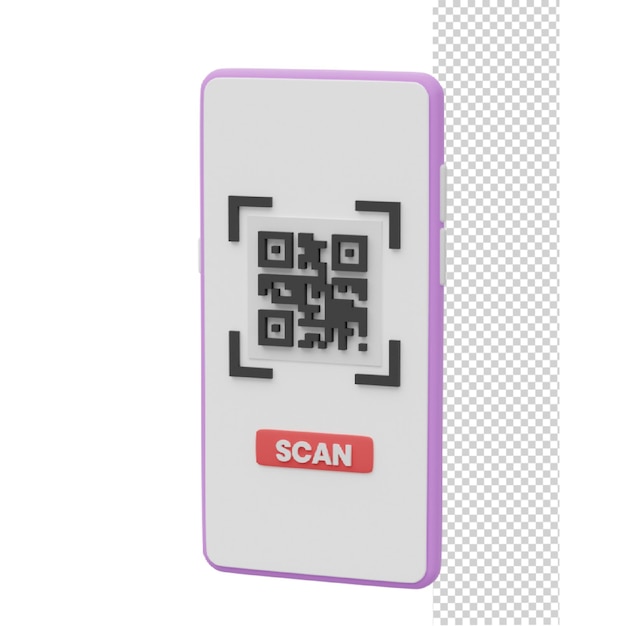 Scan QR code with camera phone 3d render illustration