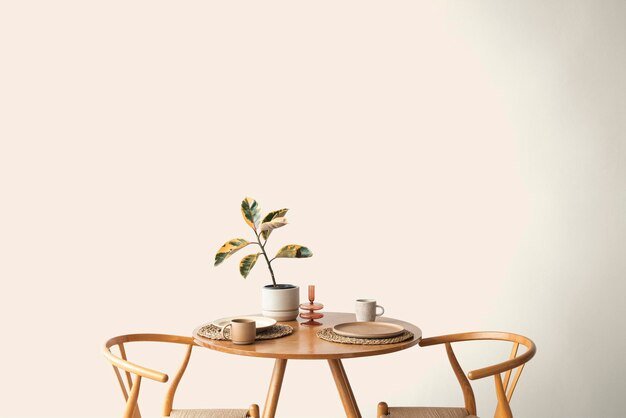 PSD scandinavian breakfast nook in a beige room