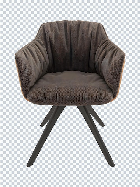 Scandinavian brown single chair mockup. Front view. Transparent.