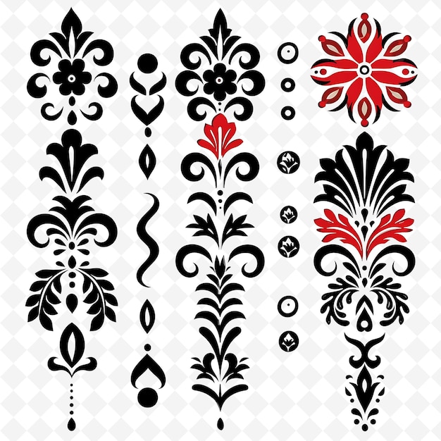 PSD scandinavian folk art with acanthus leaves borderline design png unique stylized motifs designs