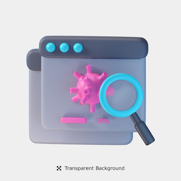 Scanning Virus 3d icon illustration