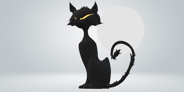 Scary Black cat on a Transparent Background