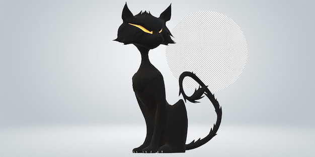 Scary Black cat on a Transparent Background