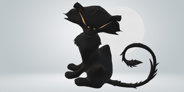 Scary Black cat on a Transparent Background