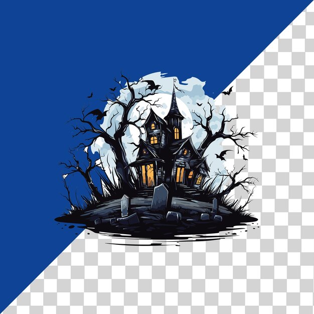 PSD scary halloween house clipart ai generative png