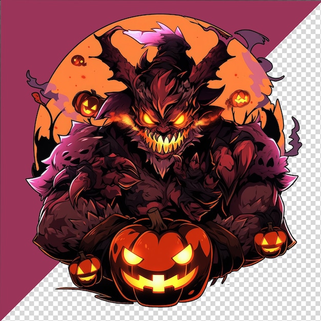 Scary Monster cartoon with pumpkin halloween Pumpkin halloween monster game character