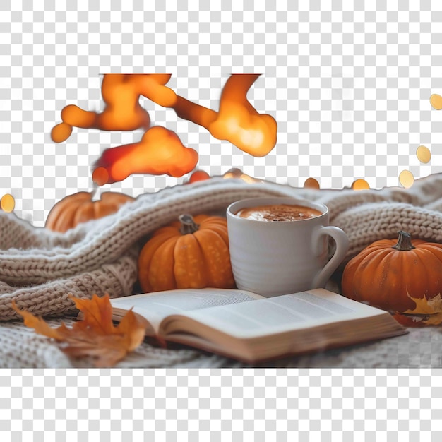 PSD scary stories by the fire fall autumn illustrationon transparent background