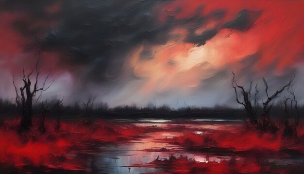 PSD a scary swamp landscape abstract art