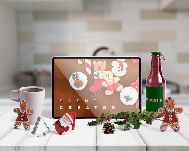 Scene creator mockup with christmas concept