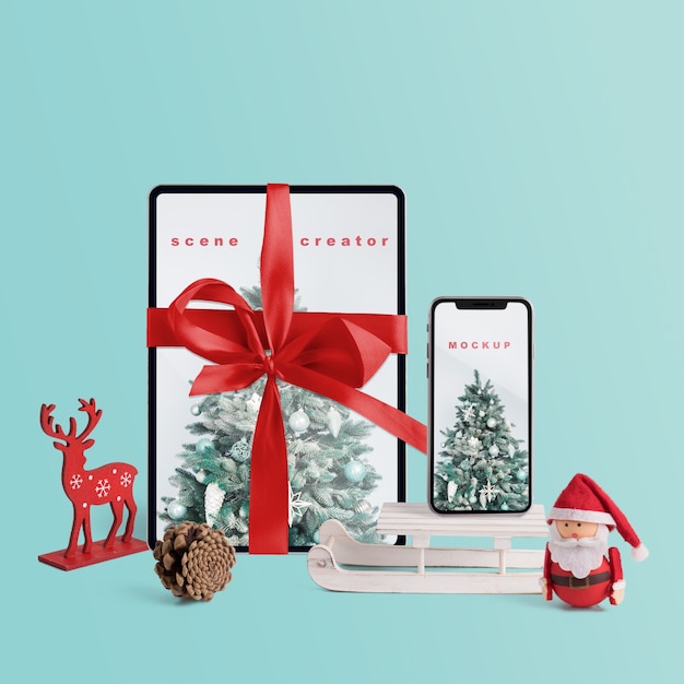 Scene creator mockup with christmas concept