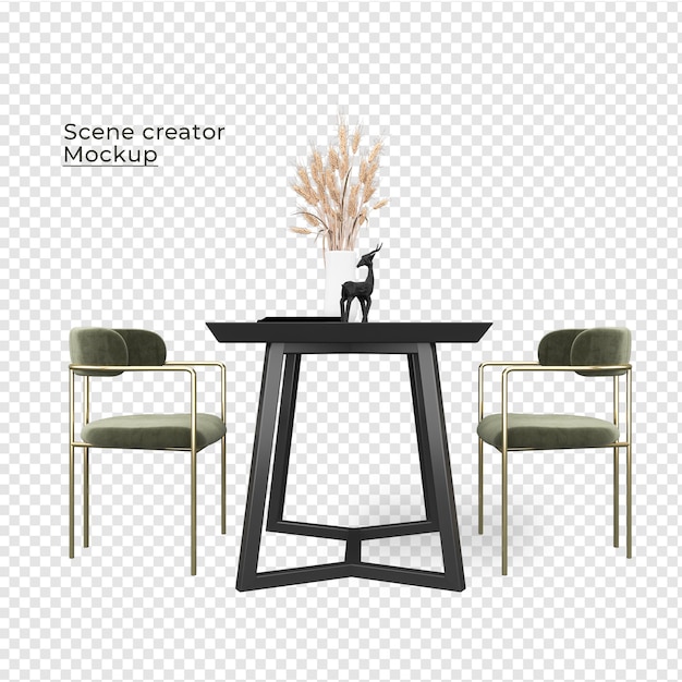 Scene creator sofa chair and table near potted plant designs