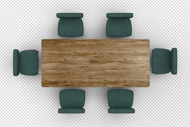 Scene creator Top view Table and chairs Transparent Background