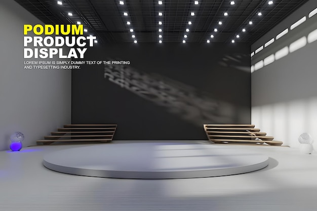 PSD scene podium stage display mockup for product presentation podium for product display showcase