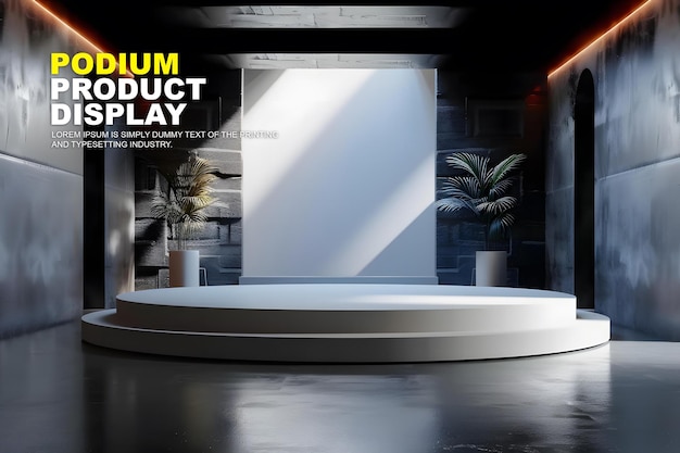 PSD scene podium stage display mockup for product presentation podium for product display showcase