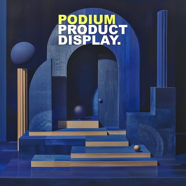 PSD scene podium stage display mockup for product presentation podium for product display showcase