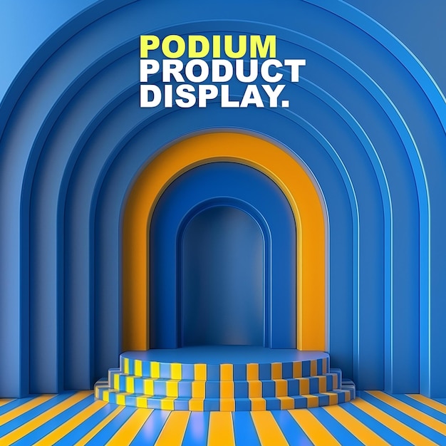 PSD scene podium stage display mockup for product presentation podium for product display showcase