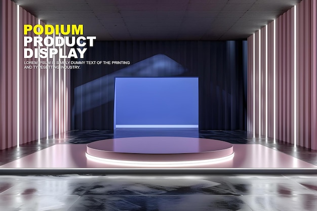 PSD scene podium stage display mockup for product presentation scene for product display showcase