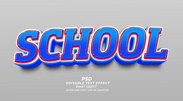 School 3d editable text effect PSD template smart object