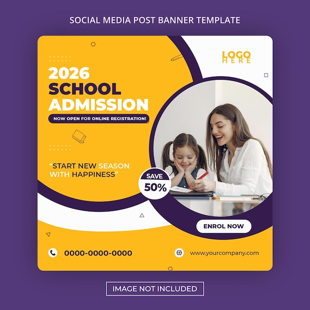 School admission banner poster flyer