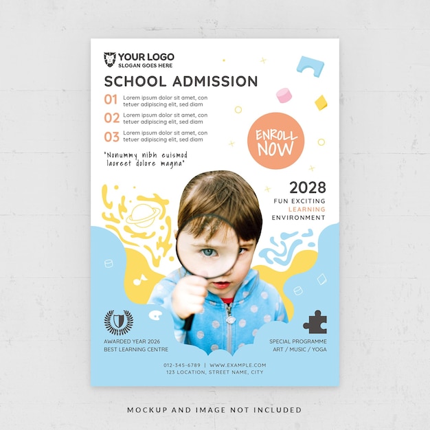 PSD school admission educational flyer template for kids' programs in psd