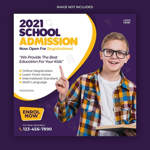 School admission instagram post banner template