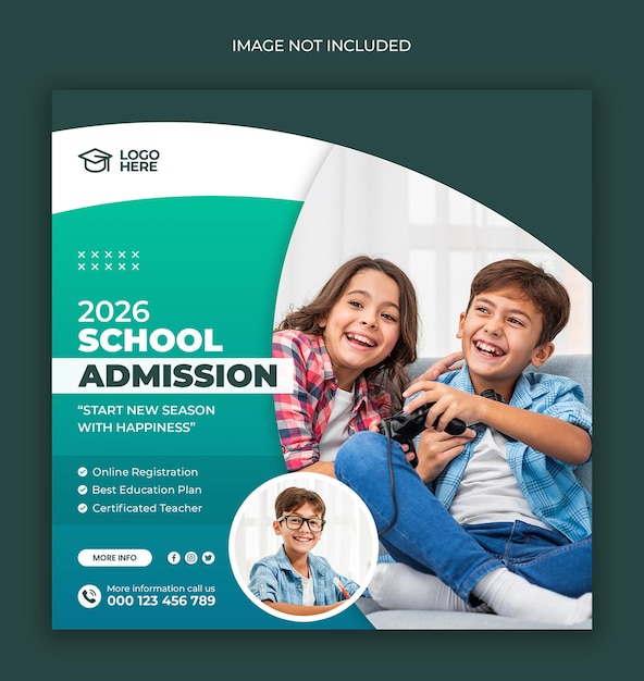 School admission Instagram post template for junior and senior high school promotion banner