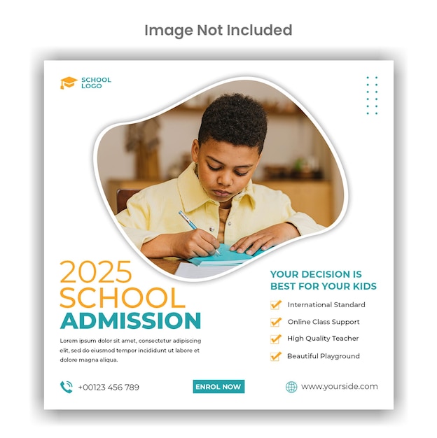 School admission instagram or social media template design