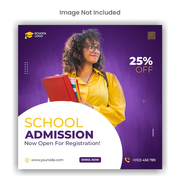 School admission instagram or social media template design