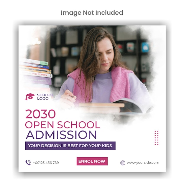 School admission instagram or social media template design