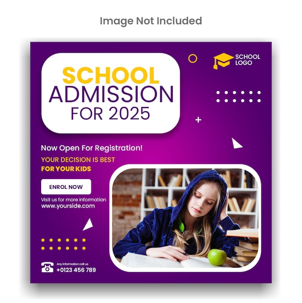 School admission instagram or social media template design