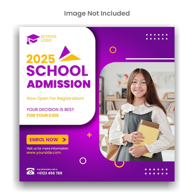 School admission instagram or social media template design