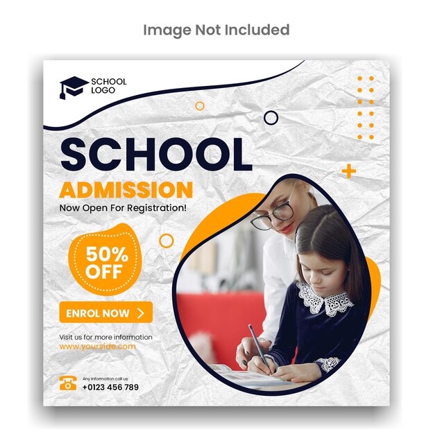 School admission instagram or social media template design