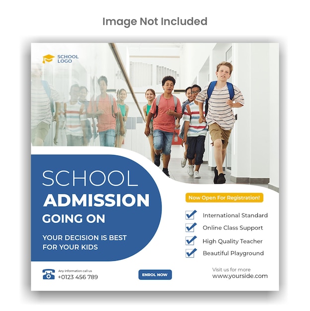 School admission instagram or social media template design